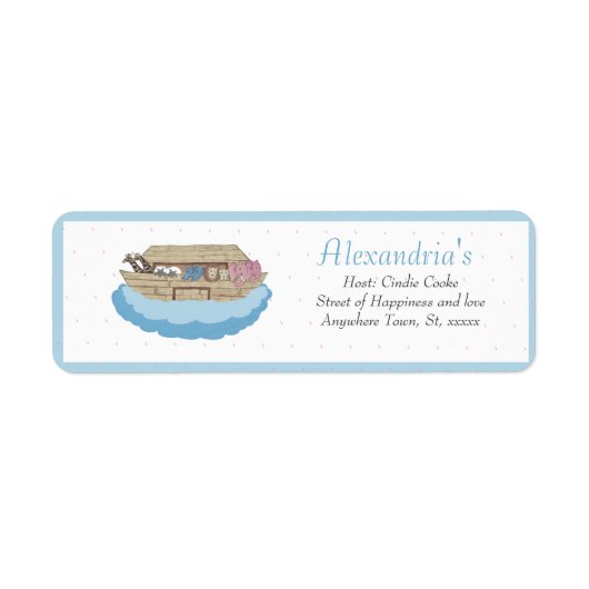 Étiquette Noah's Ark Baby Blue Baby boy Shower Invitation (Devant)