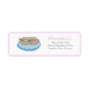 Étiquette Noah's Ark rose bébé fille douche Invitation