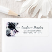 Étiquette Nocturne Floral Dusty Blue Mariage Adresse de reto (En situation)
