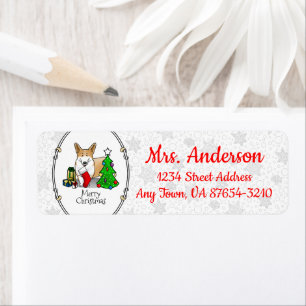 Étiquette Noël 2 Pembroke Welsh Corgi (rouge 1) Tree Cute