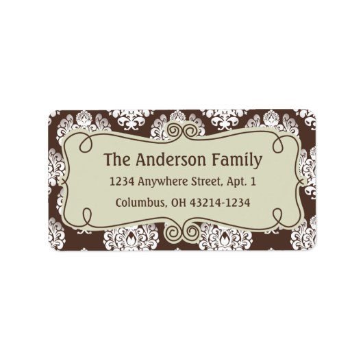 Étiquette Noël 9 : Damask Design 8 Adresse de retour (Devant)