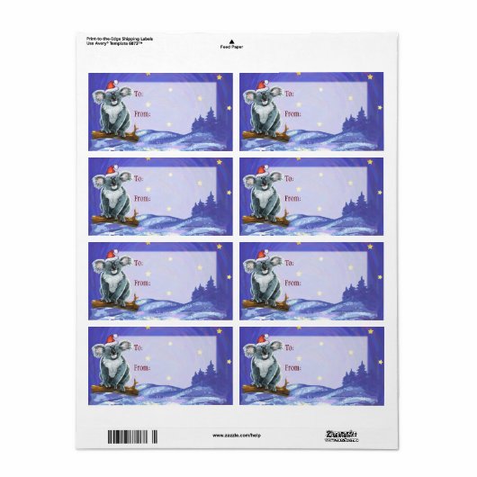 Étiquette Noël à Koala Bear (Feuille entière)