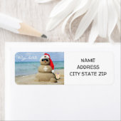ÉTIQUETTE **NOËL À LA PLAGE** ADRESSE DE RETOUR (En situation)
