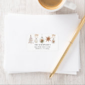 Étiquette Noël aquarelle bohème rustique (En situation)