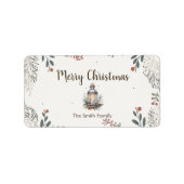 Étiquette Noël Aquarelle Salutations (Devant)