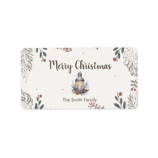 Étiquette Noël Aquarelle Salutations (Devant)