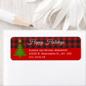 Étiquette Noël Arbre Buffalo Check Plaid Rustique Pays (En situation)