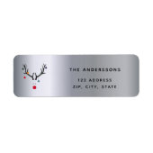 Étiquette Noel argent drôle rennes (Devant)