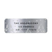 Étiquette Noël argent forêt arbres retour adresse (Devant)