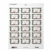Étiquette Noël aux oiseaux rouges d'hiver (Feuille entière)