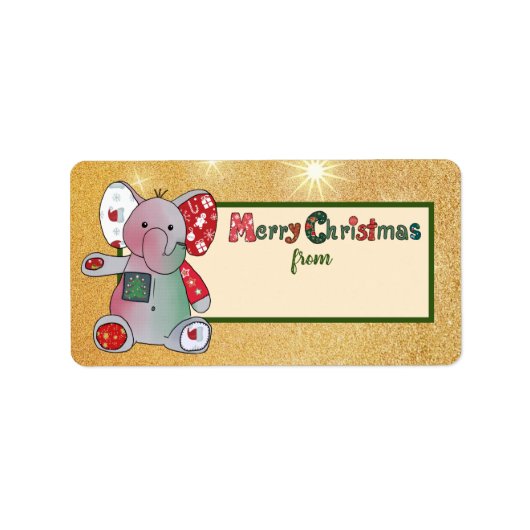 Étiquette Noël avec éléphant (Devant)