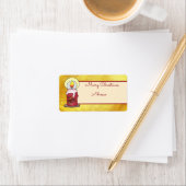 Étiquette Noël avec une carte postale (En situation)