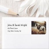 Étiquette Noël Beau Cheval Brown & Wreath (En situation)