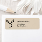 Étiquette Noël beige bois monogramme retour adresse (En situation)