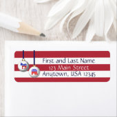 Étiquette Noël bipartisan rouge blanc et bleu patriotique (En situation)