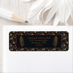 Étiquette Noël Black Floral Arrière - plan Gold Branch