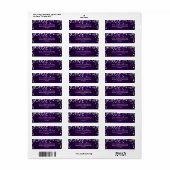 Étiquette Noël Blanc Étoiles brillant violet vacances (Feuille entière)