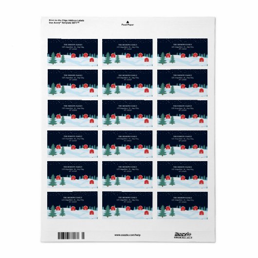 Étiquette Noël blanc rustique (Feuille entière)