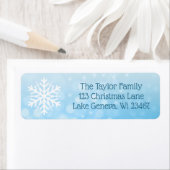 Étiquette Noël bleu Fête de neige (En situation)