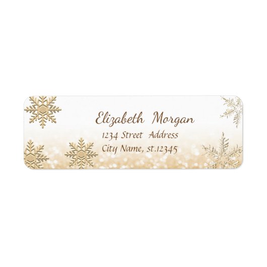 Étiquette Noël branché,Flocons de neige,Paillettes (Devant)