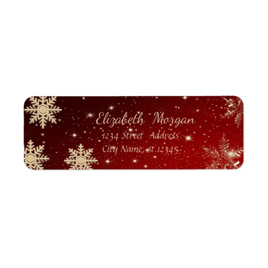 Étiquette Noël branché,Flocons de neige,Rouge (Devant)