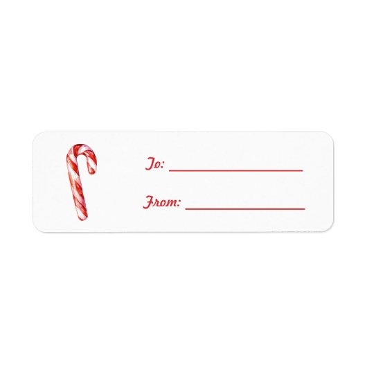 Étiquette Noël Canne de Bonbons Rouge Blanc (Devant)