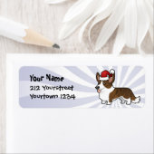 Étiquette Noël Cardigan Welsh Corgi (En situation)