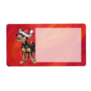 Étiquette Noël Chihuahua en rouge