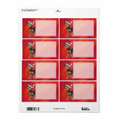 Étiquette Noël Chihuahua en rouge (Feuille entière)