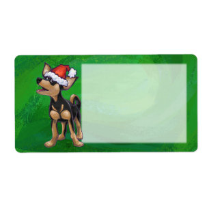Étiquette Noël Chihuahua sur vert