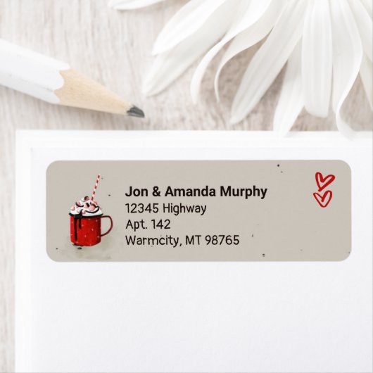 Étiquette Noël Chocolat Chaud (En situation)