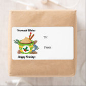 Étiquette Noël Chocolat chaud cacao Vert Blanc (En situation)