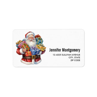 Étiquette Noël classique de Jolly Santa Claus