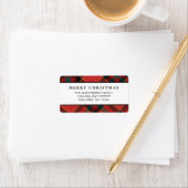 Étiquette Noël classique minimal rouge et vert plaid (En situation)