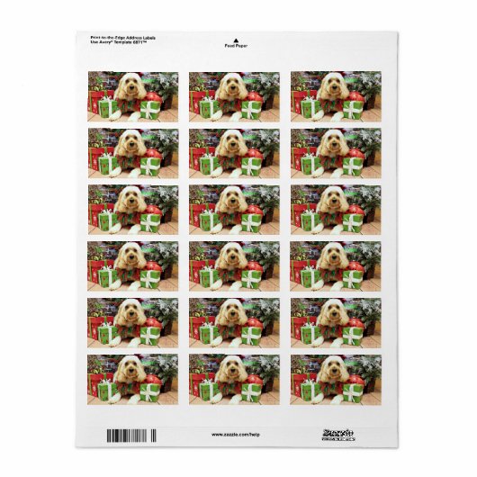 Étiquette Noël - Cockapoo - Buddy (Feuille entière)