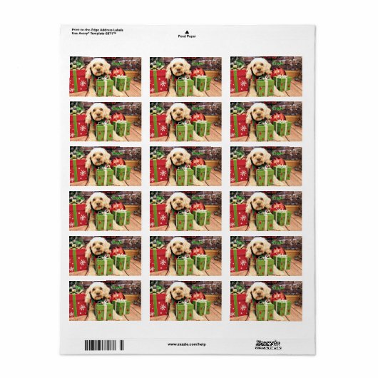 Étiquette Noël - Cockapoo - Remorque (Feuille entière)