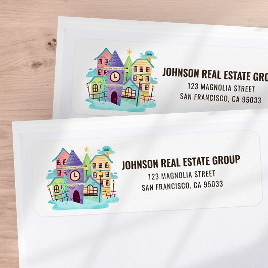 Étiquette Noël dans le village de Noël