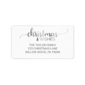 Étiquette Noël de calligraphie simple en argent (Devant)