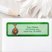 Étiquette Noël de kangourou sur dos vert peint (En situation)