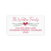 Étiquette Noël de la Garland rouge ornée de Bow (Devant)