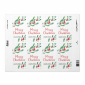Étiquette Noël de la société Holly moderne (Feuille entière)
