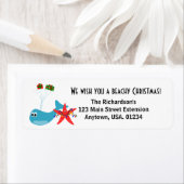 Étiquette Noël de plage et Nouvel An sablé (En situation)