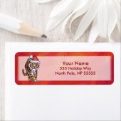 Étiquette Noël de tigre sur le rouge (En situation)