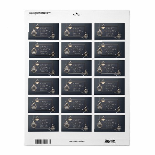 Étiquette Noël d'entreprise moderne et chic (Feuille entière)