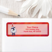 Étiquette Noël des moutons sur rouge (En situation)