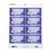 Étiquette Noël des pingouins (Feuille entière)