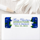Étiquette Noël des Poinsettias Bleues (En situation)