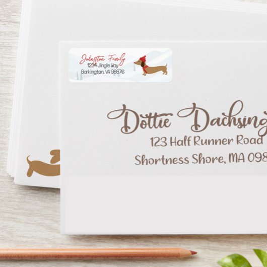 Étiquette Noël des voeux les plus chauds de Dachshund