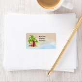 Étiquette Noël d'été avec le Père Noël à la plage (En situation)