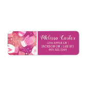 Étiquette Noël d'hiver Mittens Motif en rose (Devant)